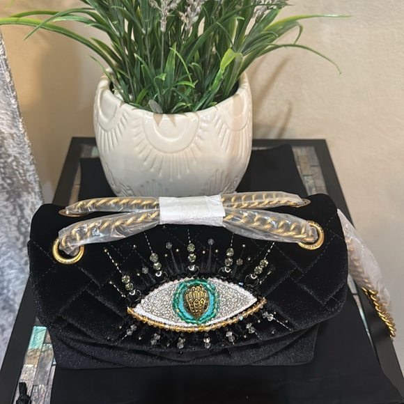 Kurt Geiger London Mini Kensington Eye Quilted Velvet Crossbody Bag - Picture 13 of 13